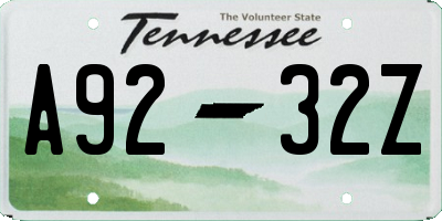 TN license plate A9232Z