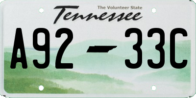 TN license plate A9233C