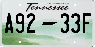 TN license plate A9233F