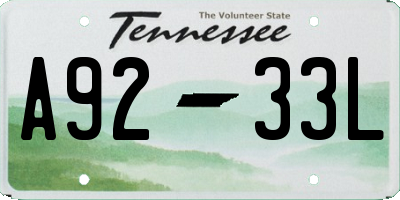 TN license plate A9233L