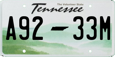 TN license plate A9233M