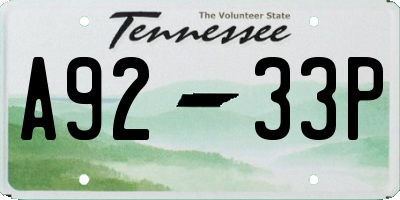 TN license plate A9233P