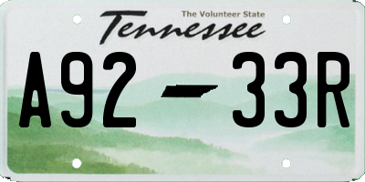TN license plate A9233R