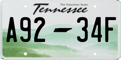 TN license plate A9234F