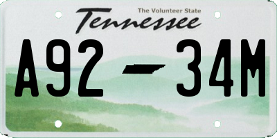 TN license plate A9234M