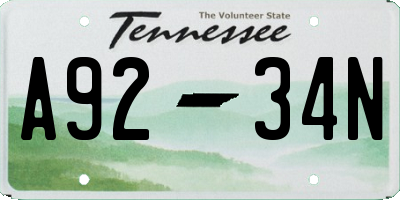 TN license plate A9234N