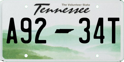 TN license plate A9234T
