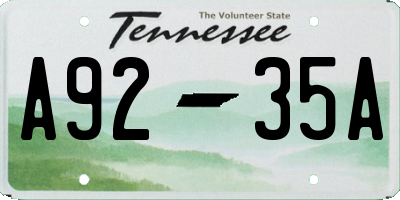TN license plate A9235A
