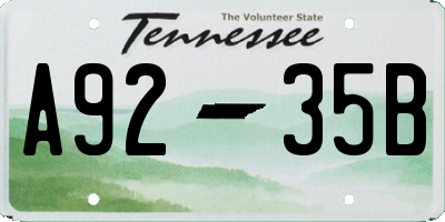 TN license plate A9235B