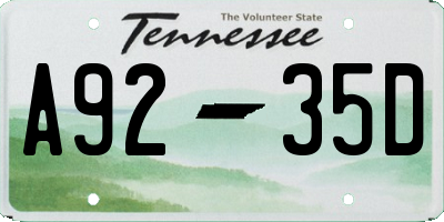 TN license plate A9235D