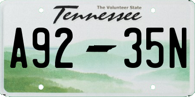 TN license plate A9235N