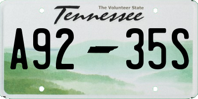 TN license plate A9235S