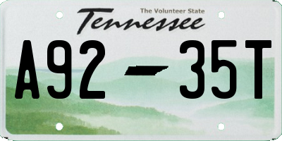 TN license plate A9235T