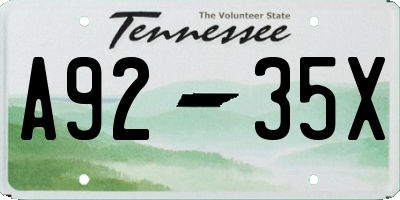 TN license plate A9235X