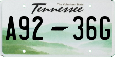 TN license plate A9236G
