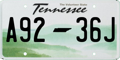 TN license plate A9236J