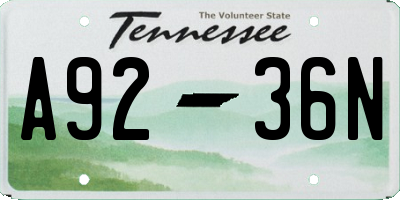 TN license plate A9236N