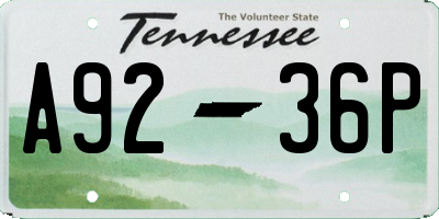 TN license plate A9236P