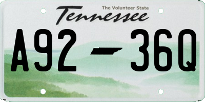 TN license plate A9236Q