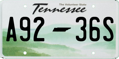 TN license plate A9236S