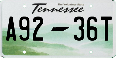TN license plate A9236T