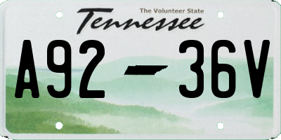 TN license plate A9236V