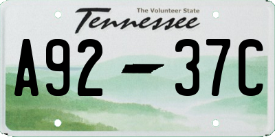 TN license plate A9237C
