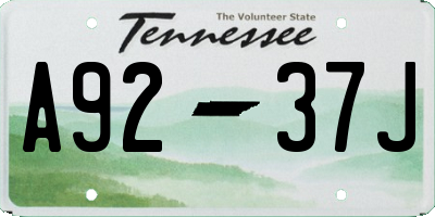 TN license plate A9237J