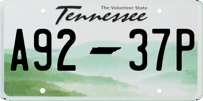 TN license plate A9237P