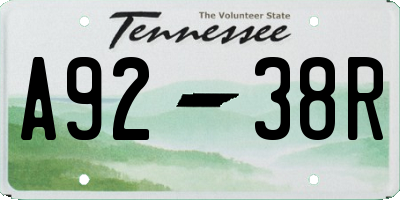 TN license plate A9238R
