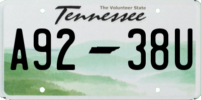 TN license plate A9238U