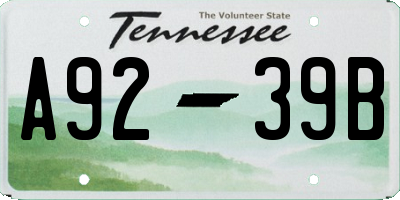 TN license plate A9239B