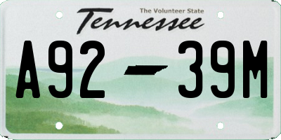 TN license plate A9239M