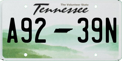 TN license plate A9239N