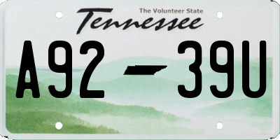 TN license plate A9239U