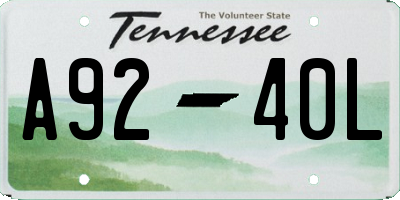 TN license plate A9240L