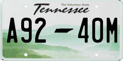 TN license plate A9240M