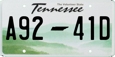 TN license plate A9241D