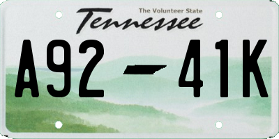 TN license plate A9241K