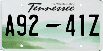 TN license plate A9241Z