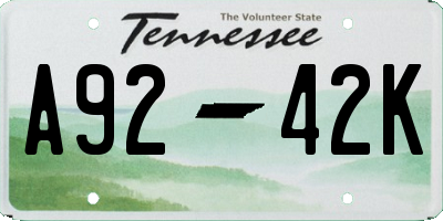TN license plate A9242K
