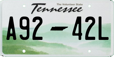 TN license plate A9242L