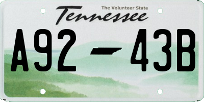 TN license plate A9243B