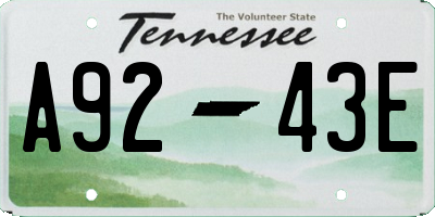 TN license plate A9243E
