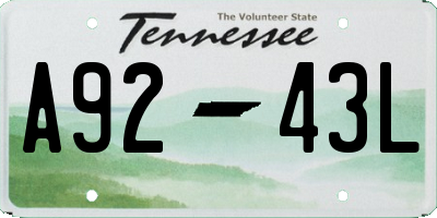 TN license plate A9243L