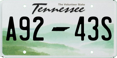 TN license plate A9243S