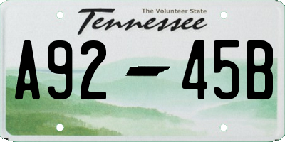 TN license plate A9245B