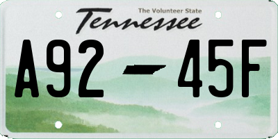 TN license plate A9245F