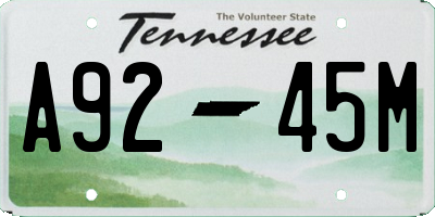 TN license plate A9245M
