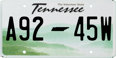 TN license plate A9245W